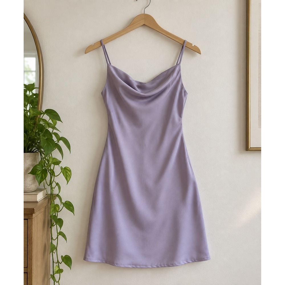 Urban Outfitters Lavender Cowl Neck Slip Dress Purple Mini XS